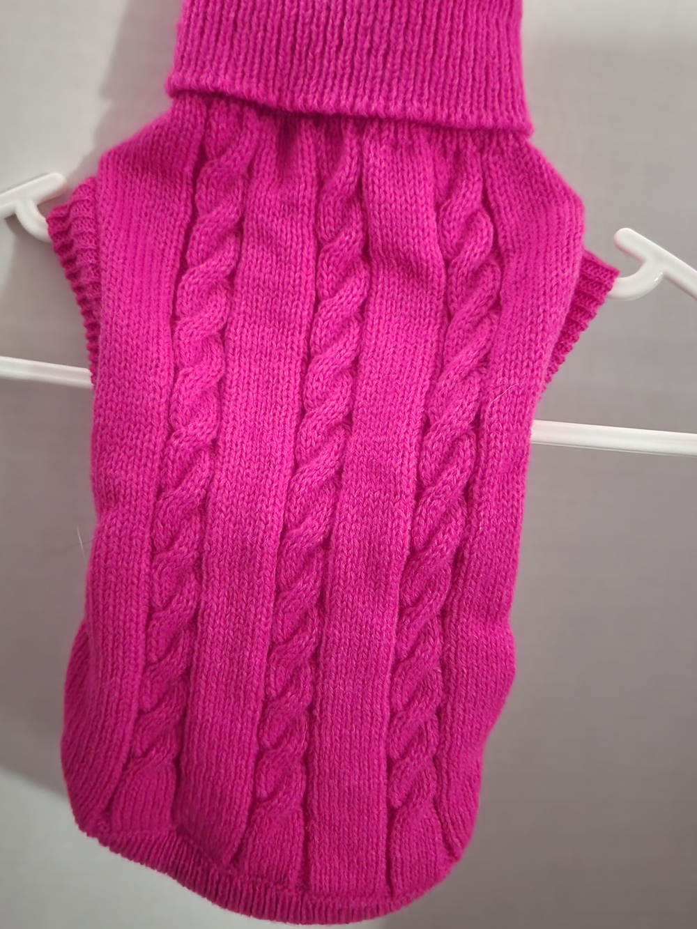 Cable Knit Dog Sweater in Bright Pink